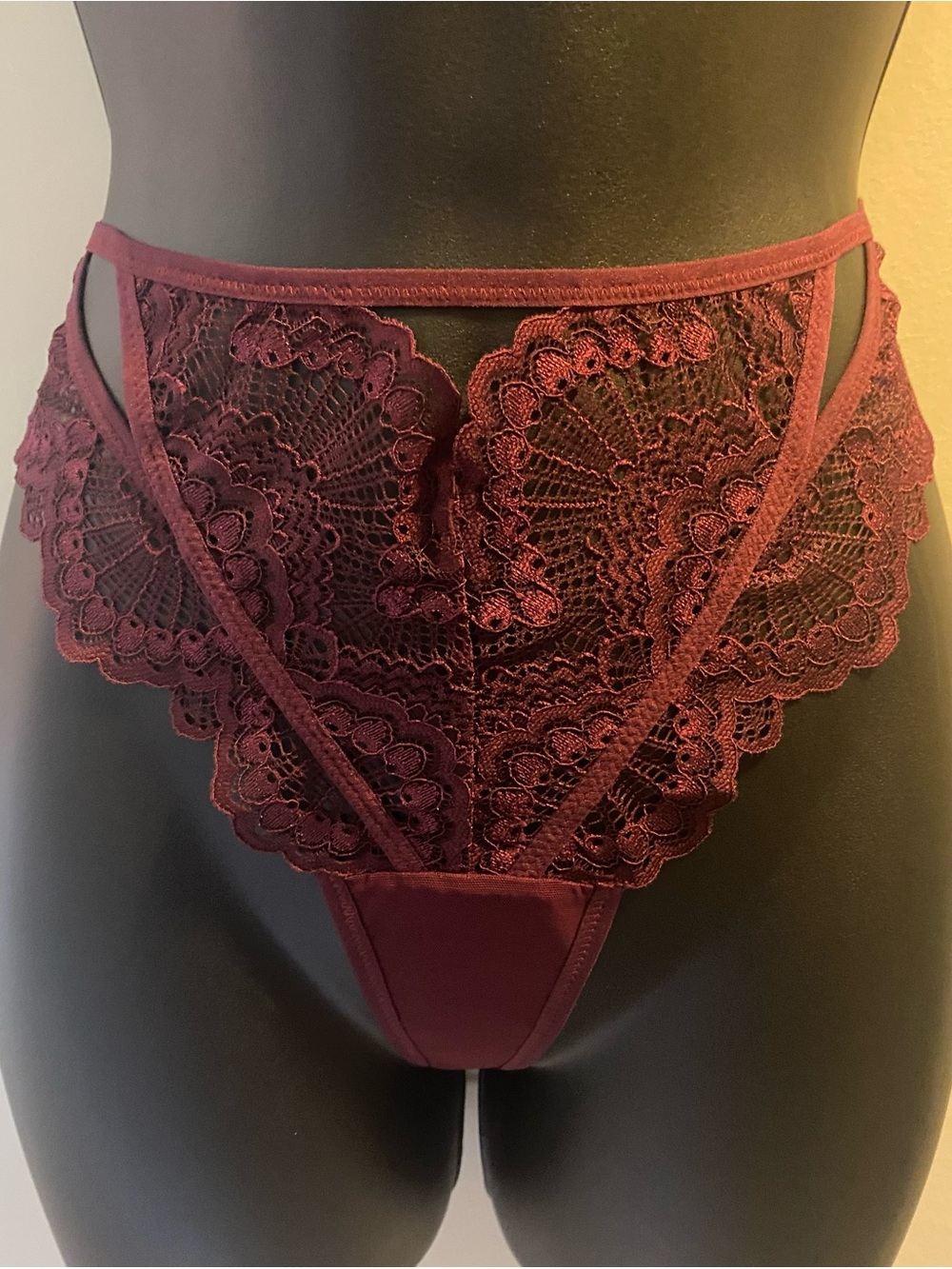 NWT Thistle & Spire Women's Lace High-Waist Thong Panty - Cherry